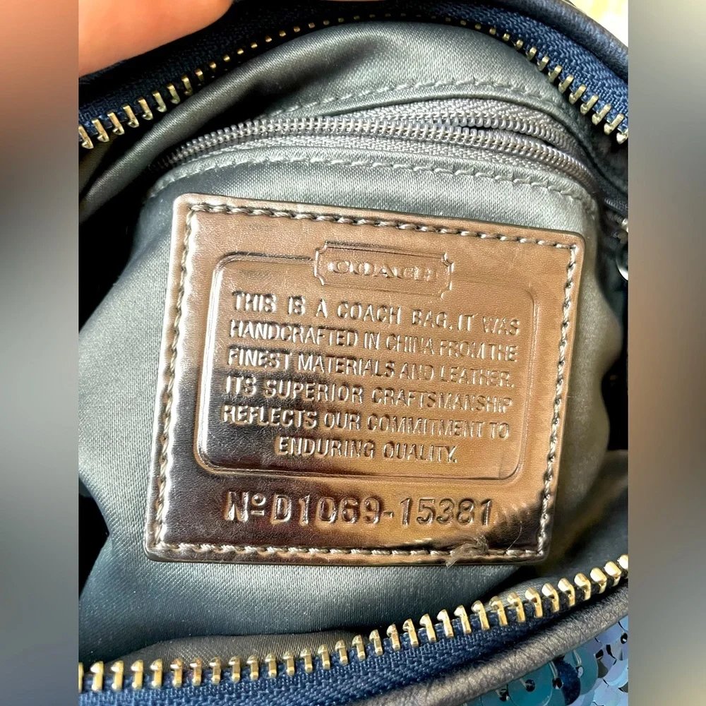 Coach Poppy Blue Sequin Purse - Picture 5 of 5